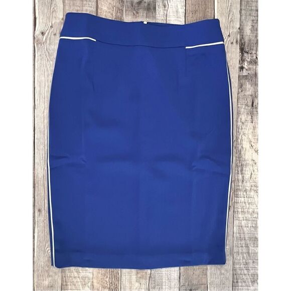 NWOT Spiegel Pencil Straight Blue Cheetah Print Lined Modern Skirt sz 10 - Picture 1 of 9